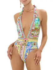 Camilla Plunge Halter One Piece Swimsuit