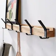 15 Inch 5 Double Hook Coat Hook Rail Wall Mounted Coat Rack, Aluminum,Metal for Coat Hat Towel Robes (Black)