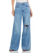Veronica Beard Kasey Mid Rise Wide Leg Jeans in Bright Lakeshore