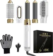 [GALENPOO] AU Plug 5 in 1 Hair Styling Brush, Hot Air Brush with Interchangeable Head,High Speed Negative Ionic,Ceramic Coating,Left&Right Rotating Curling,Straightening&Styling,Straightener,Anti Tangling Design,Volumizer for All Hair Types