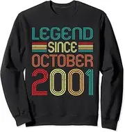[X.Style] Legend Since October 2001 Retro 21 Years Old 21st Birthday Sweatshirt ds1388 Sweater (2XL) Black