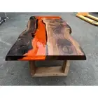 Orange Epoxy Resin Table, 34 X 24 Wooden Table top, Wooden Resin Table
