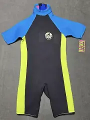 Shark Skins USA Wetsuit Surfing Surf suit unisex Blue Yellow Size Small