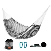 LazyDaze Hammocks Handwoven Outdoor Double Rope Mayan Hammock Bed, Tree Hammo...