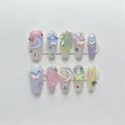 Fake Pressed Nail Full Cover Design Handmade Wearable Ballet Artificial Korean Nails