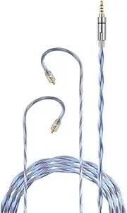 JC20 Spiral Foil Silver Plated Upgrade Cable Gold-Plated 3.5 Four- Plug Worry-Free Wire Control Three Button Earphone Upgraded Cable(C Ector) Azure Blue Purple