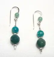 Lyns Jewelry Agate, Amazonite and Aventurine Drop Earrings Silver