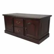 Solid Mahogany Wood 2 Door TV Cabinet / Stand w/ Drawers Antique Colonial Style
