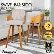 ALFORDSON 2x Swivel Bar Stools Alice Kitchen Wooden Dining Chair White