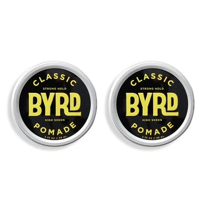 BYRD Hairdo Products Classic Pomade 2-Pack - Strong Hold, High Shine Finish, Add