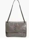 YSL NIKI Chain Handbag Leather Gray New With Tag