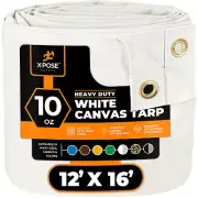 12x16 White Canvas Tarp 10 Oz