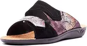 [Nordan] 1007 Women's Leather Mules, Summer Sandals, Comfortable Slippers for Women with Velcro Fastening