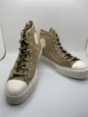 CONVERSE Chuck Taylor All Star Lift Platform Suede Khaki (A03250C) Sz 9.5 Womens