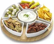 OCCASION Lazy Susan Rotating Dip Set with Ceramic Dishes