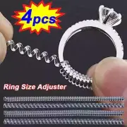 4pcs/Set Ring Size Reducer Tools Spiral Spring Based Rings Adjust Invisible T...