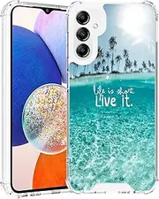 OOK Clear Case Compatible with Samsung Galaxy A14 5G, Sea Beach Pattern Soft TPU Shockproof Anti-Scratch Resistant Corners Transparent Cover for Galaxy A14 5G