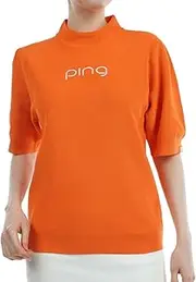 PING APPAREL(ピン アパレル) Pin Apparel 622-4172202 Women's Short Sleeve High Neck Shirt (G Control: Lightweight, Kanoko Net) / Golf Inner Shirt, 150_Orange, M