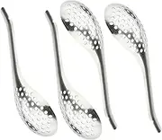 SHOWERORO Elegant 4pc Caviar Spoon Set Mesh Food Strainer Ladle Kitchen Spherification Tools Comfortable Grip for Friends