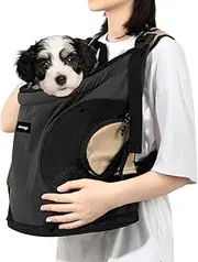 NATUYA Dog Front Carrier, Pet Carrier Front-Pack for Small Dog Puppy Cat (Black)