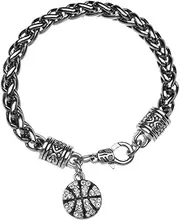 Sportybella Basketball Charm Bracelet - Basketball Rhinestone Charm Jewelry for Women, Teens