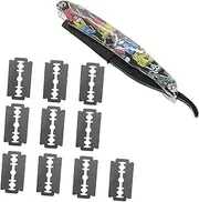 NOLITOY Ergonomic Handle Shaving Tool 1 Set of Classic Razor Replaceable Blades for Facial Beard Eyebrow Hair Styling