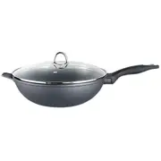 Baccarat Granite Non Stick Wok with Lid 30cm - Robins Kitchen