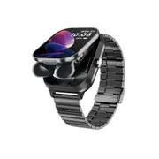 2.01 Inch 2 In 1 Bluetooth Earphone Smart Watch With Nfc & Steel Strap Black Smart Watches