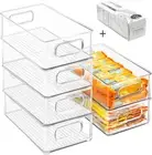 Stackable Refrigerator Organizer Bins 6 Pack Clear Kitchen Organizer Container