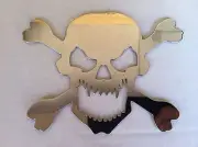 Stainless Steel Chrome Head Skull Cross/Bones Pirate for Tool box & Cabinets