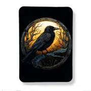 Black Raven Magnet Full Moon Fantasy Orignal Graphic Art Print 3" x 4"