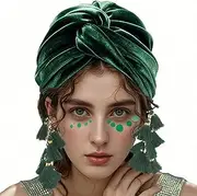 [Cot-Oath] Turban for Women Pre Ted Head Cap Velvet Headwraps Hair Turbans Girls FashionBeanie Tassel Hat Soft