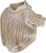 Pet Dog Knitted Sweater Stylish Warm Cable Knit Clothes for Small Dogs Pomeranian Teddy Bichon Poodle (Unique Knit L)
