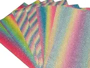 Faux Leather Glitter Fabric Canvas Sheets Rainbow 8 Pieces A4 Size for Bows Earrings Hair Accessories Bag Making DIY Crafts Mixed Color