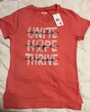 LADIES BREAST CANCER SHIRT "UNITE HOPE THRIVE" SALMON COLORED SIZE M