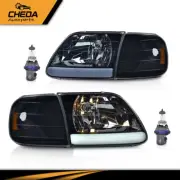 Fit for 1997-2004 F-150 Expedition LED DRL Headlights & Corner Lights Smoked (for: Ford)