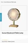 Alabaster lamp NEW MCM Sunset Boulevard Table Lamp $639