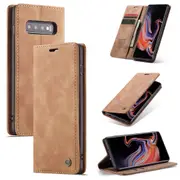 CaseMe Samsung Galaxy S10 Plus Classic Folio Case Cover S10+ G975 Skin [Brown]