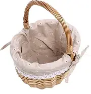 1pc Picnic Basket Woven Basket with Handles Hamper Basket Kids Storage Basket Crafts Rattan Picnic Accessories Bread Basket with Liner Small Basket Natural Wicker Food Rack Child