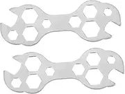 COSMEVIVI 2pcs Multifunctional Wrench Multifunctional Bicycle Bike Tool Tool Bike Wrench Outdoor True Motorbike Repairing Maintenance Key Motorcycle Repair Silver Aluminum Alloy