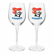Newcastle Knights NRL Set of 2 Wine Glass Glasses 475ml
