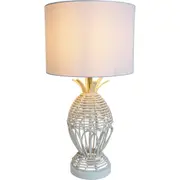 LVD Linen/Rattan Lamp Islander Room Decor Tabletop Desk Light 55.4cm White