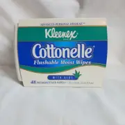 Kleenex Cottonelle Flushable Moist Wipes 48 Hygiene Aloe 1996 NOS