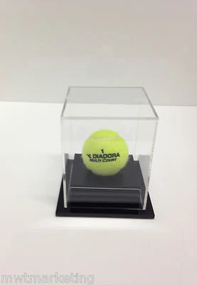 Tennis Ball Display Case Acrylic Perspex: Black Premium Australian Open Signed