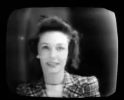 Model is seen posing as viewed on a television screen receiver J 1940s Old Photo