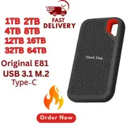 Portable SSD Hard Disk USB 3.1 High Speed Hard Drive Type-C 1 TB - 64 TB