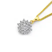 9ct Gold Diamond Starburst Cluster Pendant