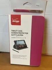 Verizon Folio Case with Screen Protector and Stylus Pen for Ellipse 8 - Pink