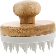 Beaupretty Wooden Shampoo Brush with Soft Silicone Bristles Versatile Scalp Massager for Wet Dry Use Dandruff Removal Hair Growth Exfoliator Hair