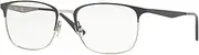 Ray-Ban RX6421 Rectangular Metal Eyeglass Frames Non Polarized Prescription Eyewear, Silver On Top Grey/Demo Lens, 52 mm